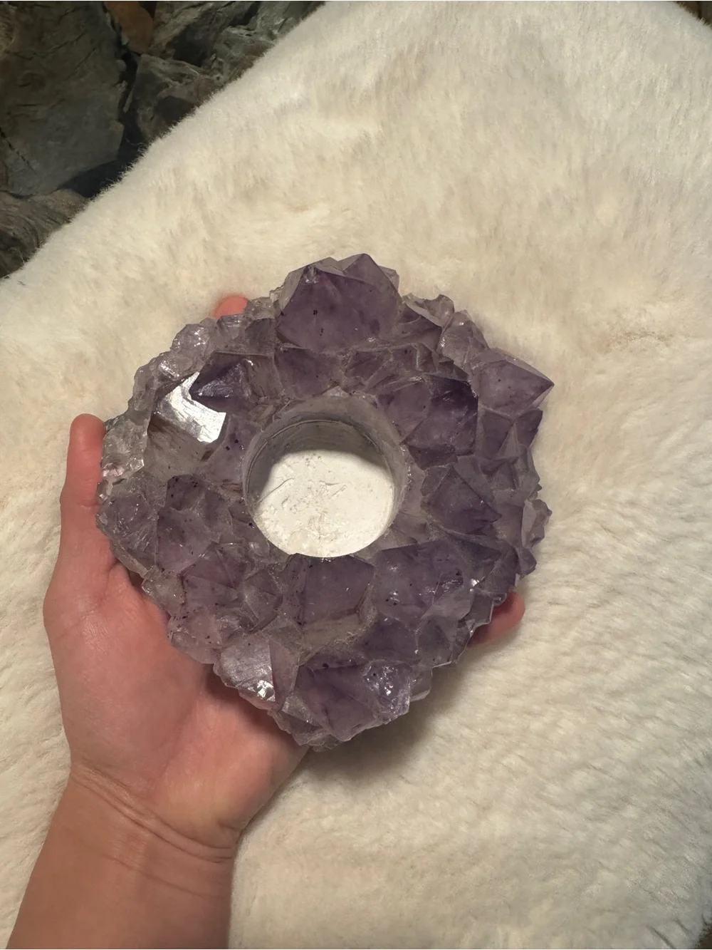 Amethyst Crystal Tealight Candle Holder